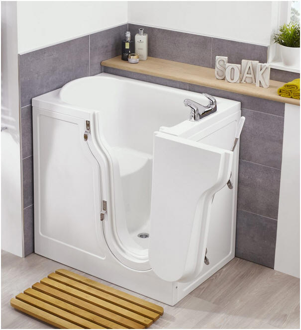 VERMONT compact Walk in Bath Tub style walk in bath with outward opening door and entry to the